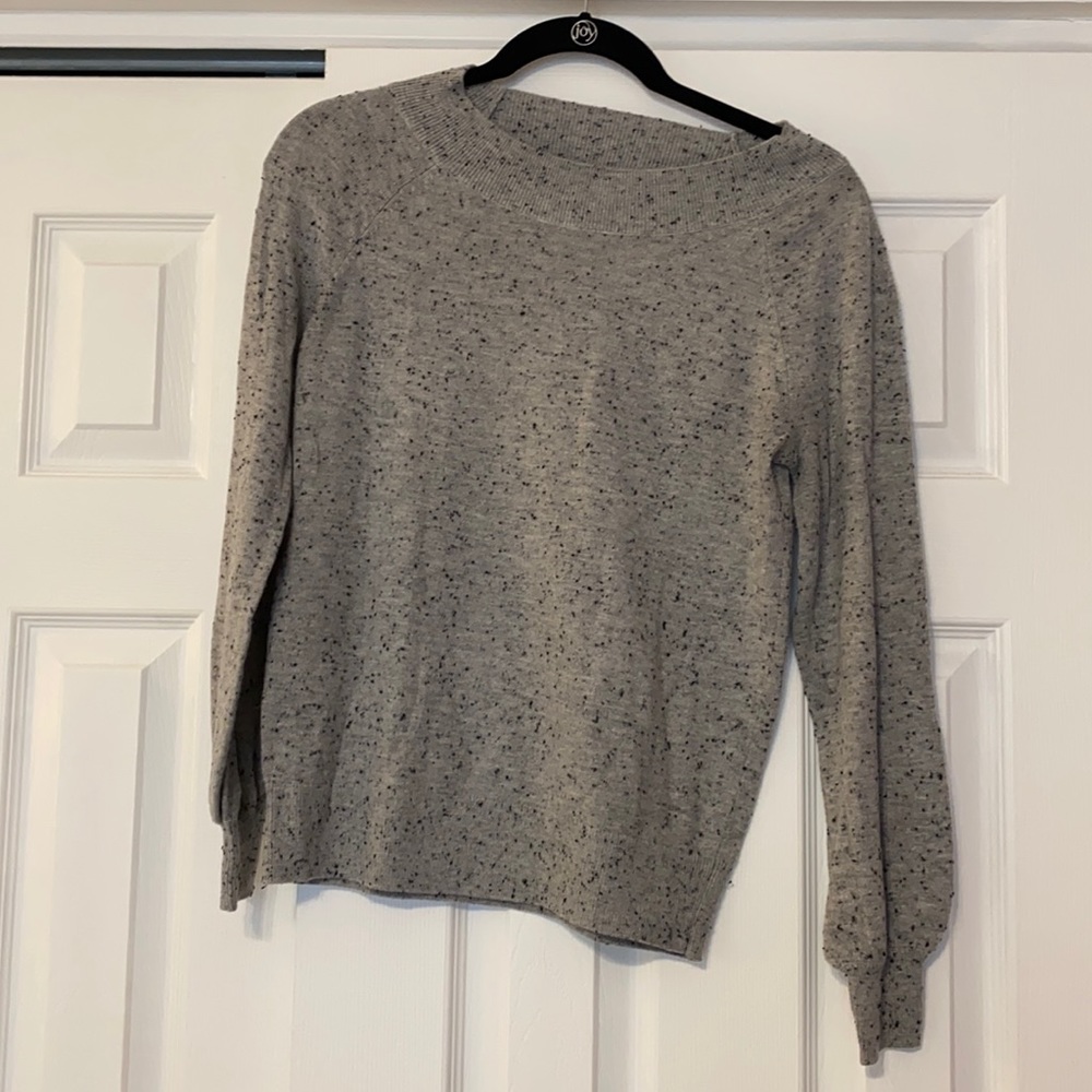 LOFT gray textured balloon sleeve sweater